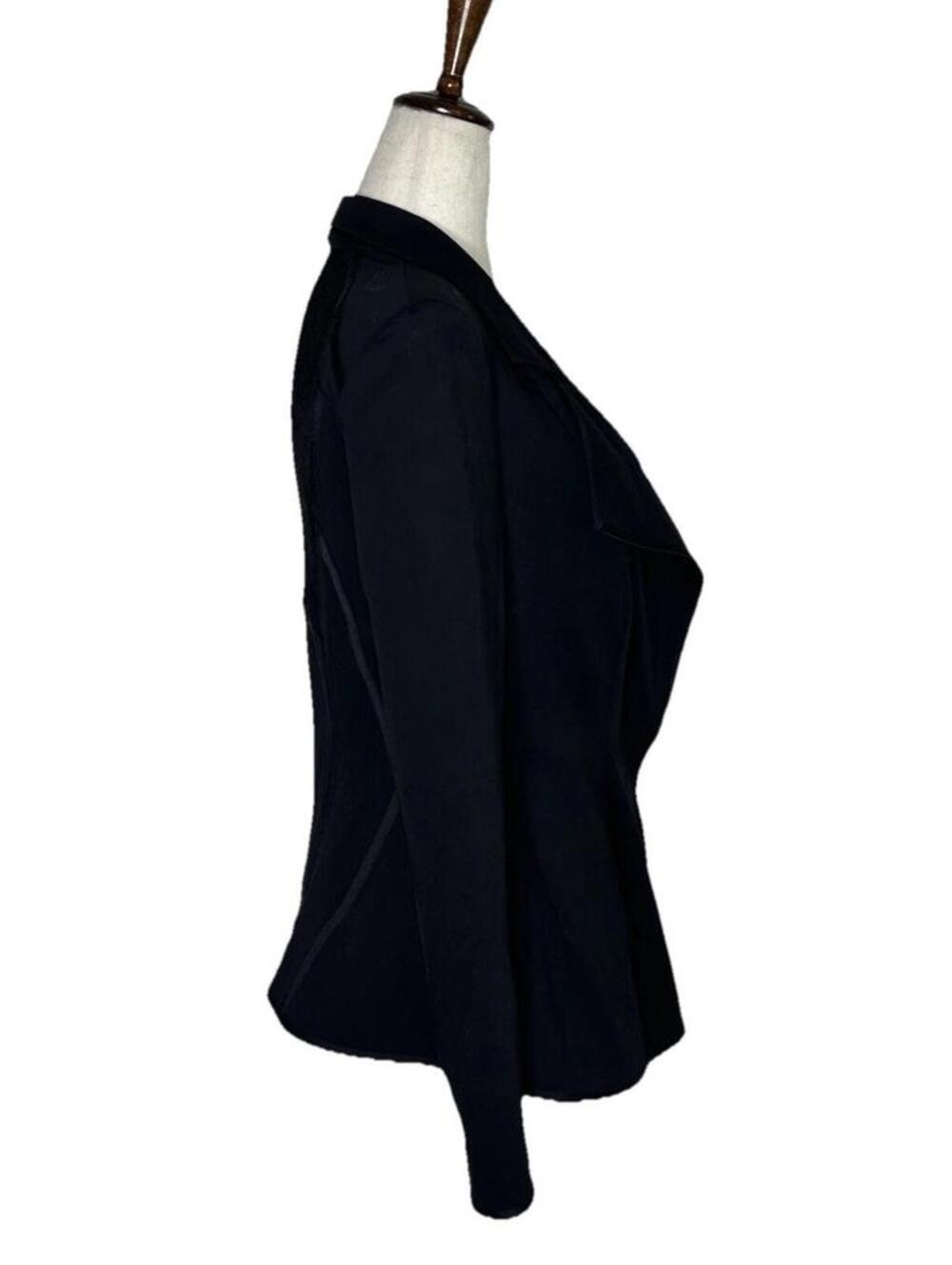 Donna Karan New York Black Draped Structured Blazer Jacket 4 Luxury Mesh Panels - Picture 6 of 9